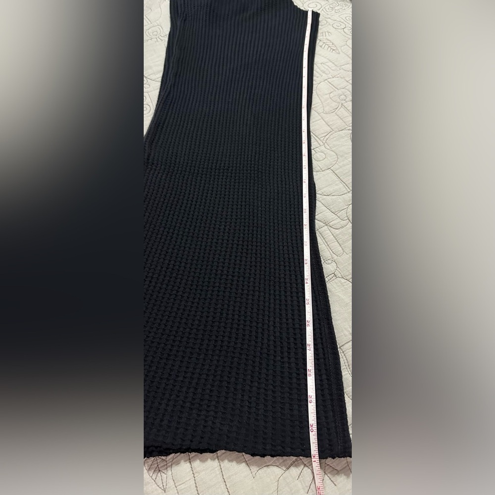 NEW Mate the Label Organic Cotton Waffle Wide Leg Pant Sz Small Black MSRP $148 - Picture 6 of 9